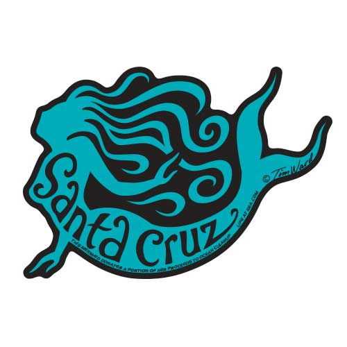 Santa Cruz Mermaid Sticker Teal Life At Sea by Tim Ward Life