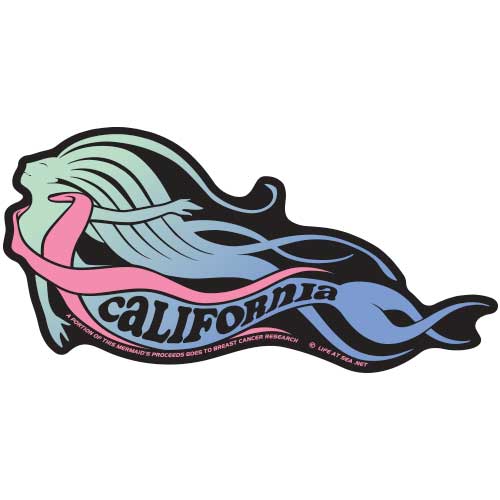 California Mermaid Breast Cancer Research Sticker