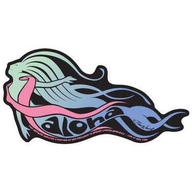 Aloha Mermaid Breast Cancer Awareness Sticker