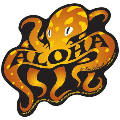 Aloha Octopus Sticker (Orange)