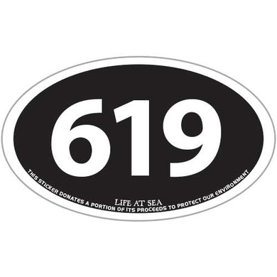 San Diego Area Code 619 Sticker (Black)