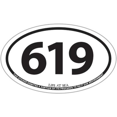 San Diego Area Code 619 Sticker (White)