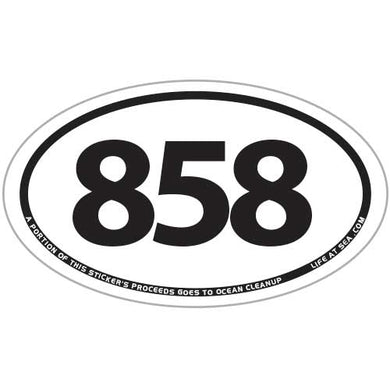 San Diego Area Code 858 Sticker (White)