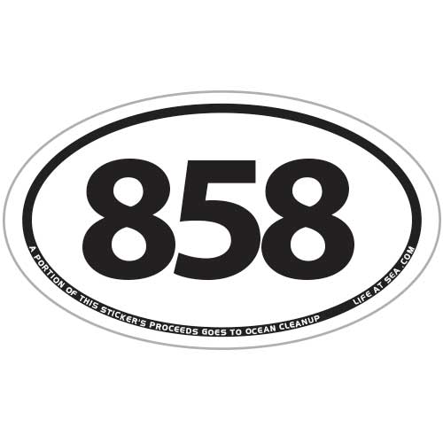 San Diego Area Code 858 Sticker (White)