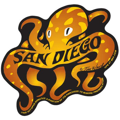 San Diego Octopus Sticker (Orange)